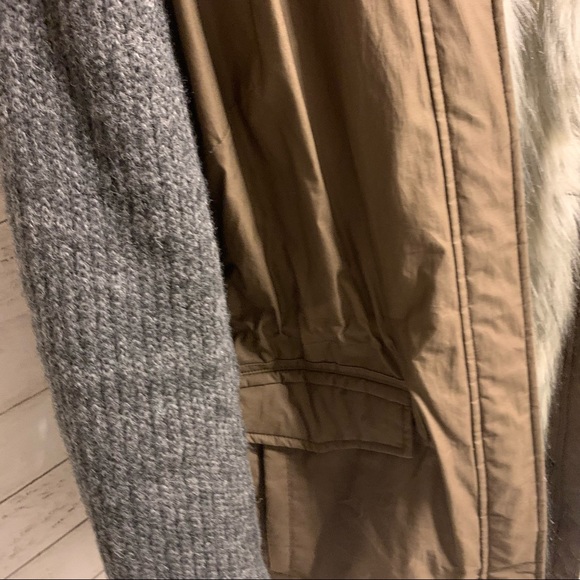 Vera Wang Green Khaki Faux Fur Trim Mixed Media Parka - Picture 11 of 17